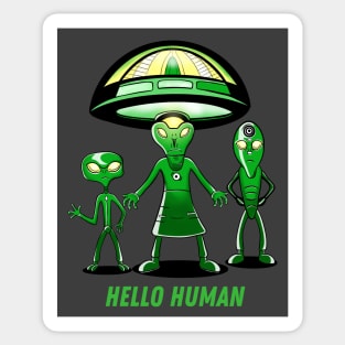 Hello Human, Friendly Aliens Sticker